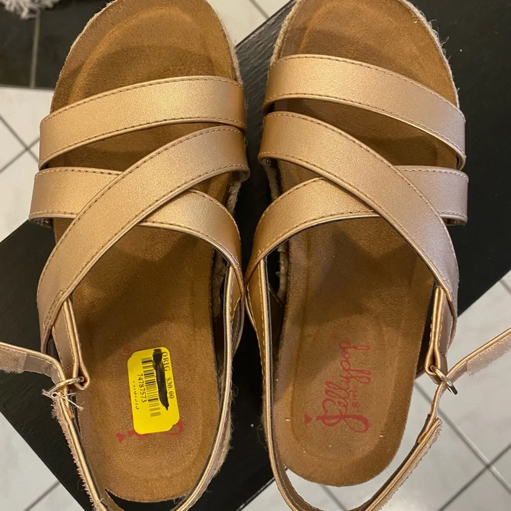 Jellypop Girls Light Gold Lanza Espadrille Platform Sandals - 1